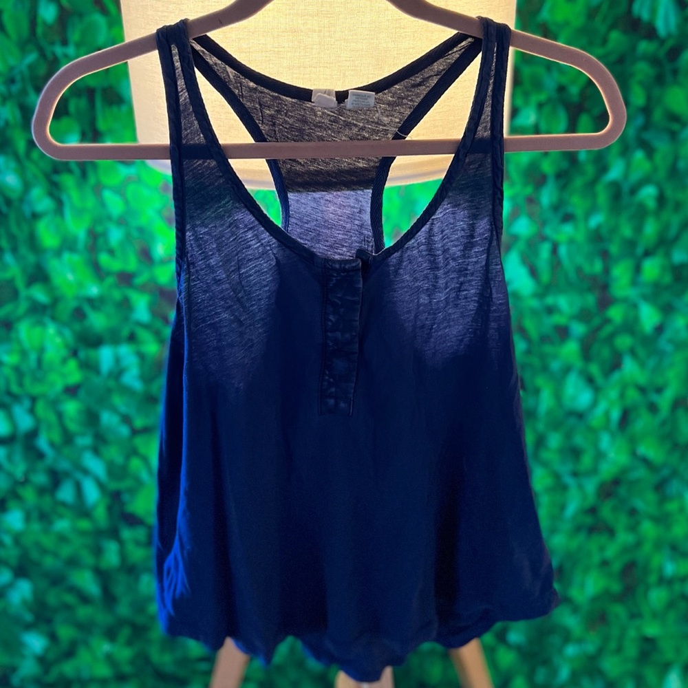 Dark Blue tank with small buttons on the front.
